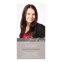 Grey script class of graduation announcement custom photo card
