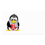 Grey/Silver  Ribbon Penguin Scarf Business Card Template