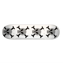 Grey Skull And Crossbones Skateboard
