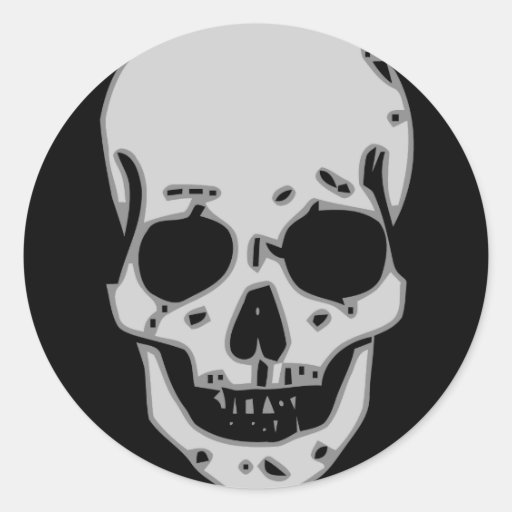 Grey skull round sticker