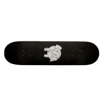 Grey Sleepy Elephant. Cartoon. Skateboard