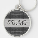Grey snowflake pattern keychain