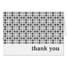 Grey Squares Pattern Thank You Greeting Card