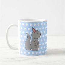 Grey Squirrel on Blue Polka Dot Pattern Coffee Mug