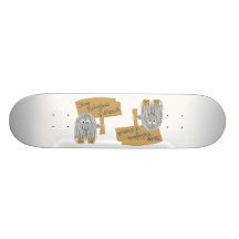 Grey stop religious violence skate deck