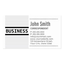 Grey Stripes Correspondent Business Card