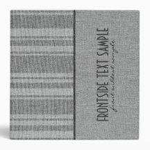 Grey Stripes Linen Burlap Fabric Look 3 Ring Binder