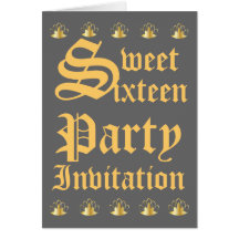 Grey Sweet Sixteen Party Invitation !-Cust. Card