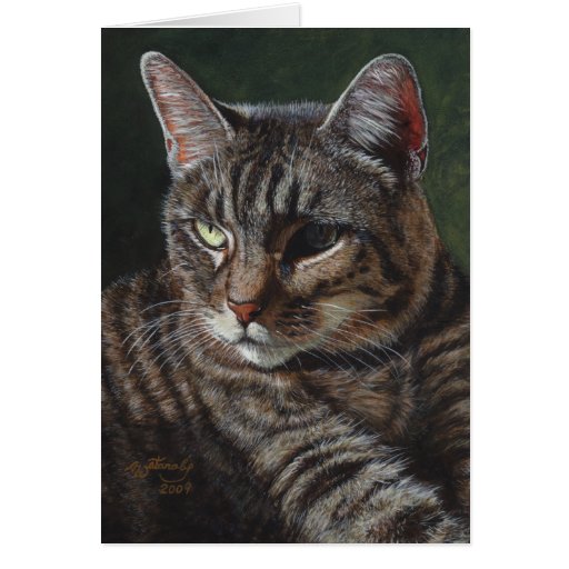 Grey Tabby Cat Hana Greeting Card
