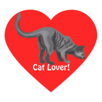 Grey Tabby Cat Lover Heart Stickers