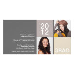 Grey taupe modern block class of grad announcement photo card