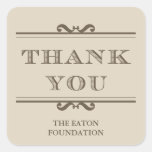 Grey taupe refine elegance thank you labels square sticker