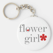 Grey Text Flower Girl Key Chains