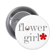 Grey Text Flower Girl Pin