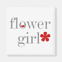 Grey Text Flower Girl Refrigerator Magnet