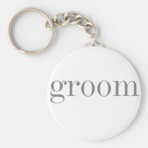 Grey Text Groom Key Chain