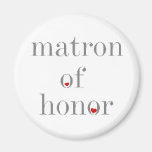 Grey Text Matron of Honour Fridge Magnets