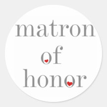 Grey Text Matron of Honour Round Stickers
