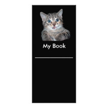Grey Tiger Kitten with Blue Eyes Bookmark Rack Card Design