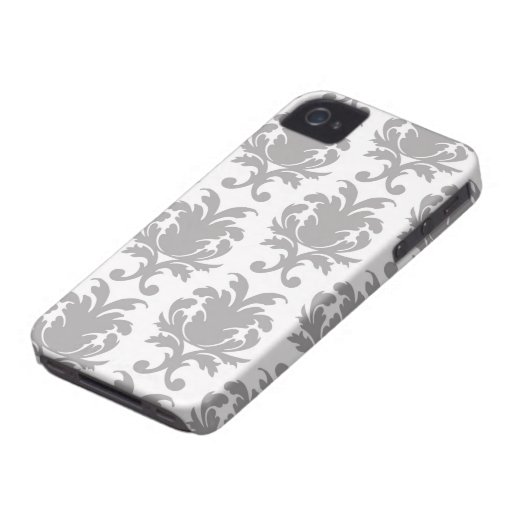 grey white baroque damask Case-Mate iPhone 4 case