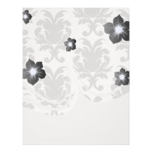 grey white baroque damask customized letterhead