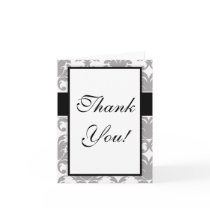 grey white baroque damask design card