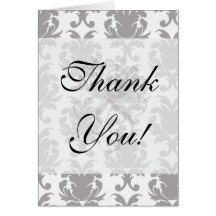 grey white baroque damask greeting card