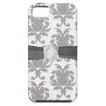 grey white baroque damask iPhone 5 cases