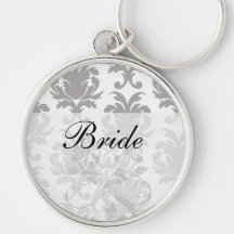 grey white baroque damask key chains
