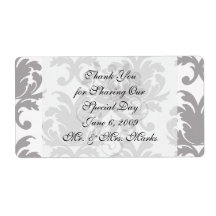 grey white baroque damask personalized shipping label