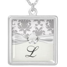 grey white baroque damask pendants