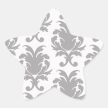 grey white baroque damask sticker