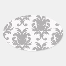 grey white baroque damask sticker