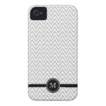 Grey white chevron monogram iphone 4 case