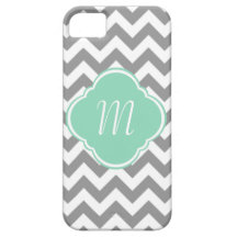 Grey & White Chevron Stripe Custom Monogram