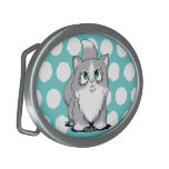 Grey & White Cutie Face Cat Belt Buckle