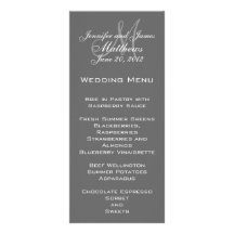 Grey White Elegant Monogram Wedding Menu Cards Personalized Rack Card