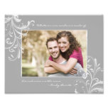 Grey White Floral Template Photographic Print