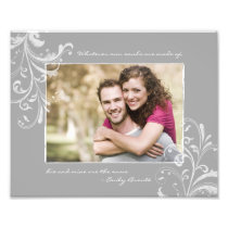 Grey White Floral Template Photographic Print