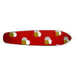 Grey white gold polka dots on burgundy background custom skateboard