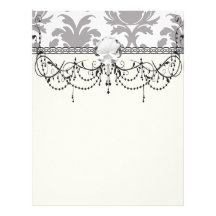 grey white silver baroque damask custom letterhead