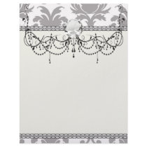 grey white silver baroque damask custom letterhead