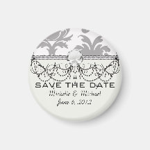 grey white silver baroque damask magnet