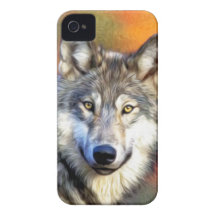 Grey Wolf Art Painting Case-Mate iPhone 4 Cases