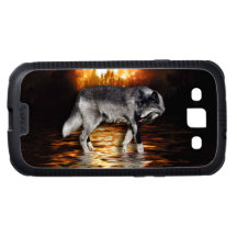 Grey Wolf Fire Flames Survivor  Samsung Case