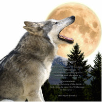 GREY WOLF & MOON (sculpted) Wildlife Magnet
