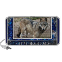 Grey Wolf or wolves Christmas Doodle Speakers