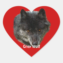 GREY WOLF Wildlife Heart Sticker Collection
