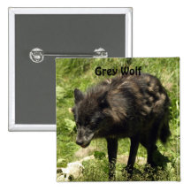 Grey Wolf Wildlife-lover Pinback Button