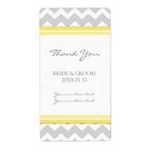Grey Yellow Chevron Wedding Labels